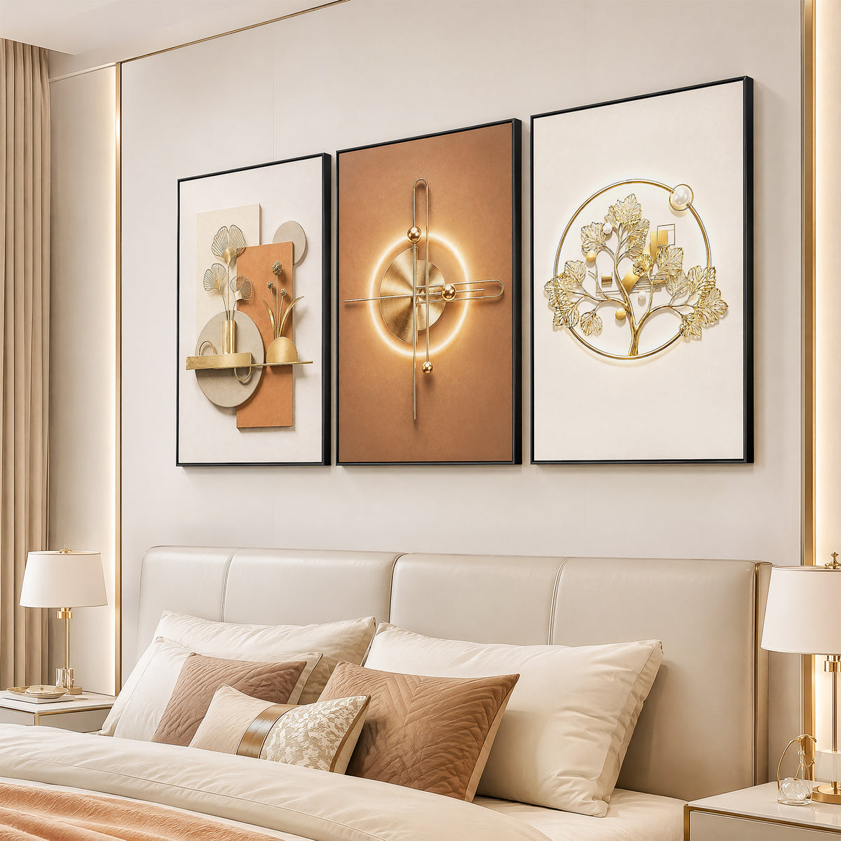 Tribesigns Crystal Coating Modern Framed Wall Art,3 Piece Canvas Wall Decor