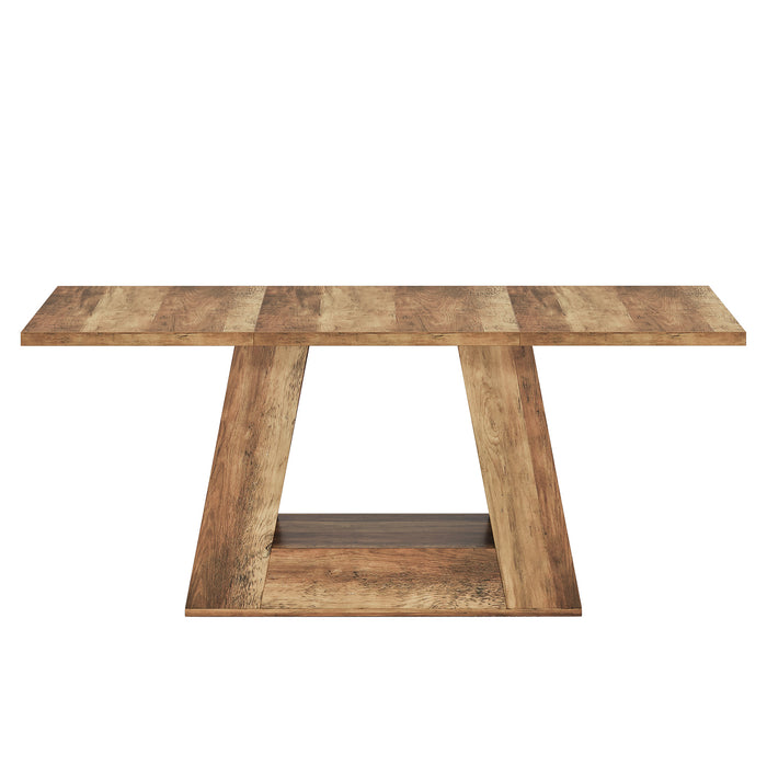 Faux Marble Dining Table, 63" Kitchen Table for 4 to 6 People