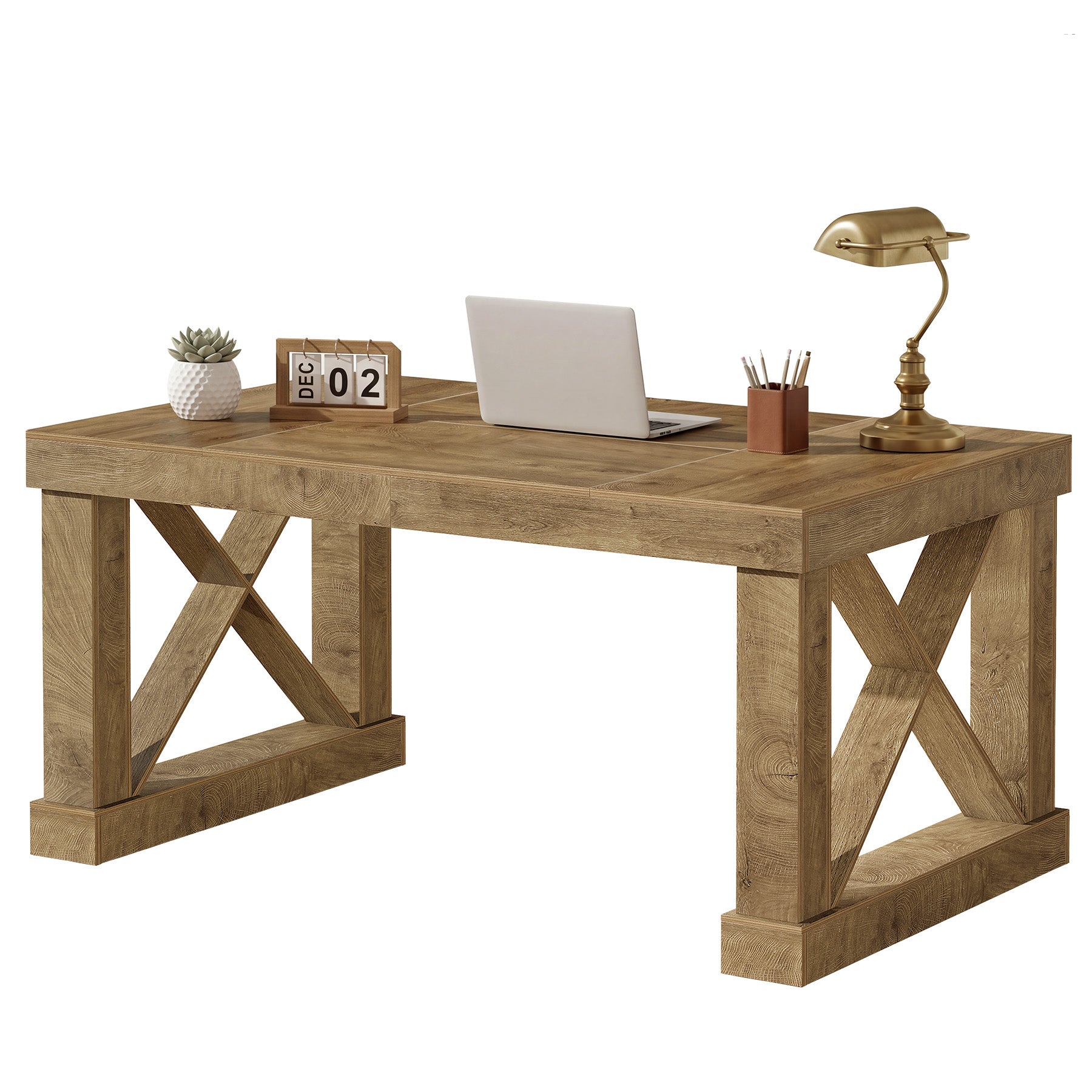 63" Executive Office Desk, Farmhouse Computer Desk with Heavy-Duty Frame for Home Office