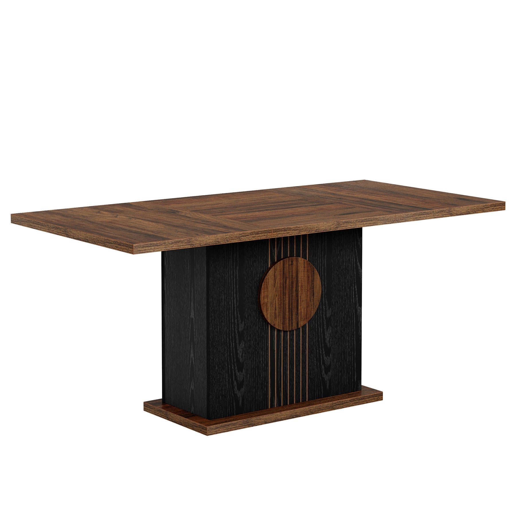 55" Rectangular Dining Table for 4–6 People, Farmhouse Wood Kitchen Table