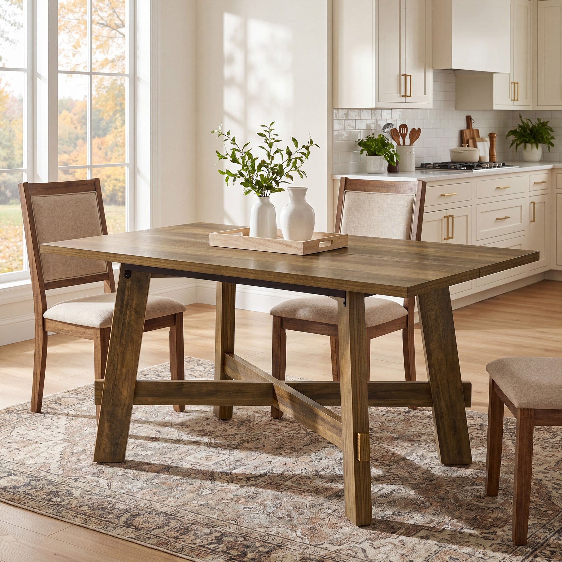 Tribesigns 47-Inch Dining Table, Cross Brace Kitchen Table for 4
