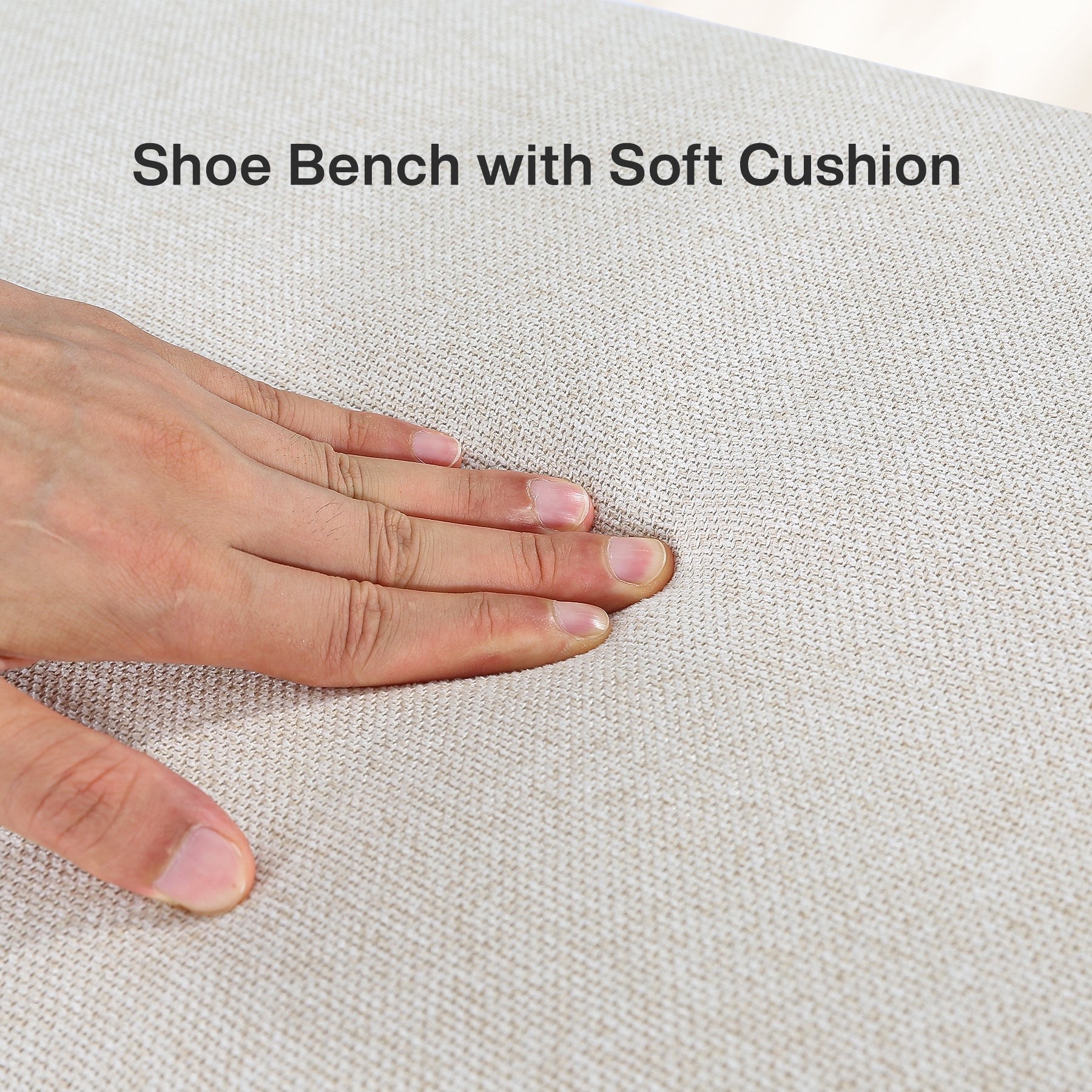 55" Entryway Bench, Wooden Shoe Bench with Cushion and Shoe Rack