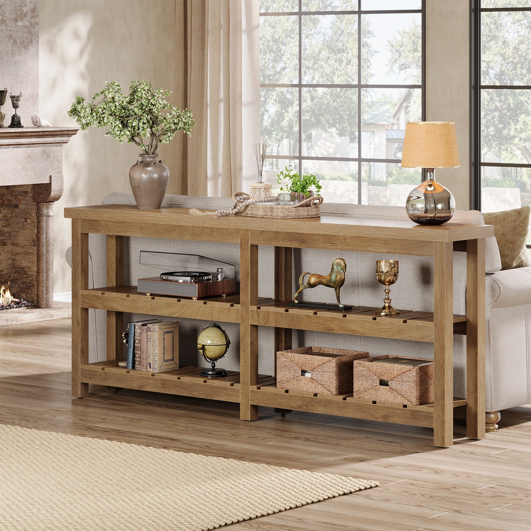 70.8" Console Table, Farmhouse 3-Tier Sofa Table Entryway Table