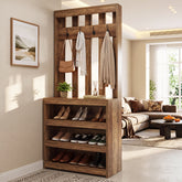 71" Room Divider with Shelves, Farmhouse Wall Partition With 4 Hook for Living Room, Foyer 3