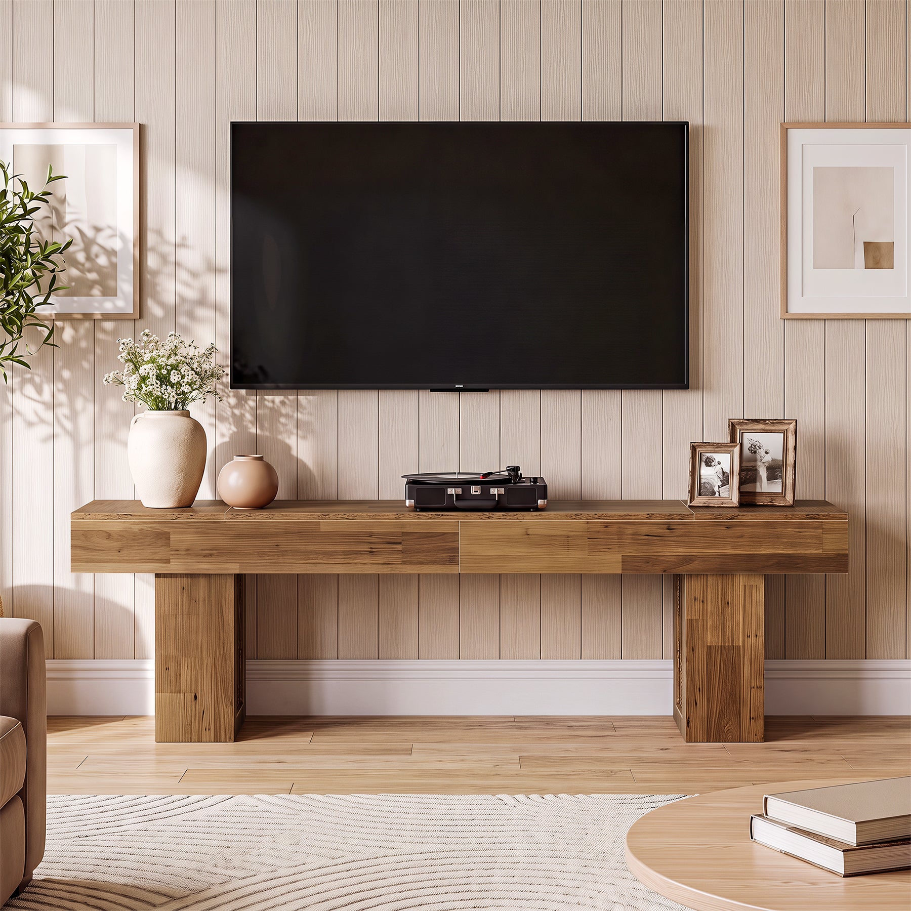 70.8" Farmhouse TV Stand, Media Console Entertainment Center for 65/75/80-Inch TV