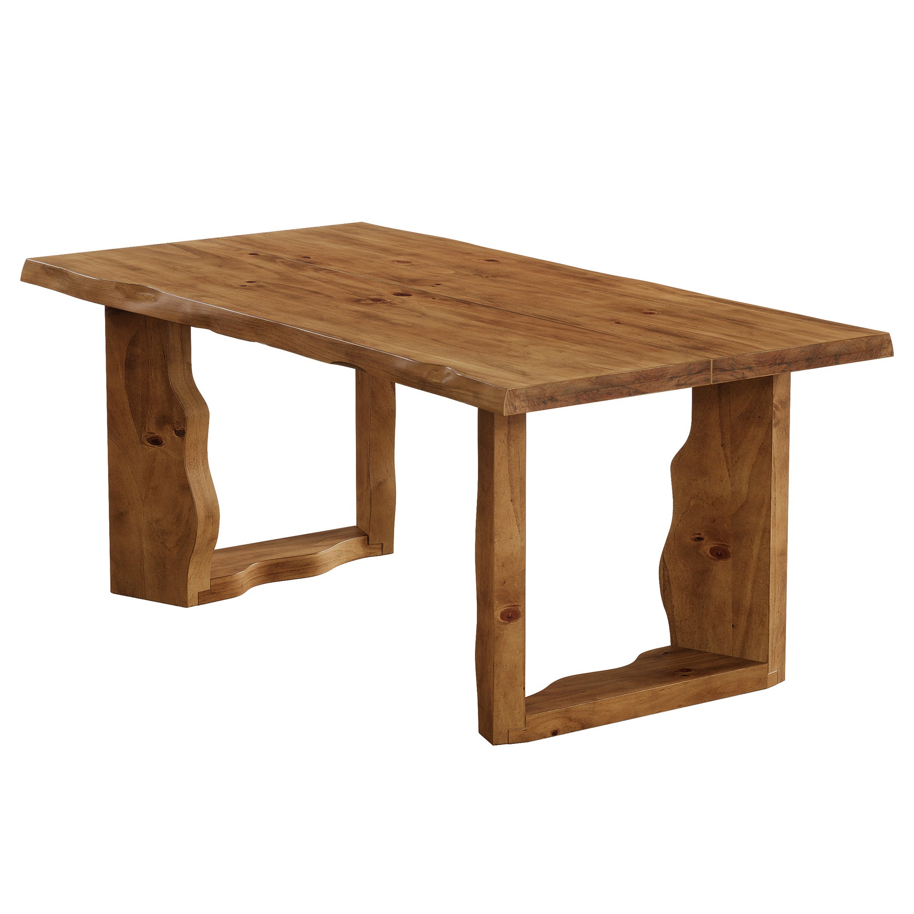 63" Solid Wood Live Edge Dining Table for 6, Rustic Modern Kitchen & Dining Room Table with Sculptural Legs