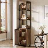71.6" Bookshelf with Cabinet, Narrow Bookcase with Open Storage Shelves 3
