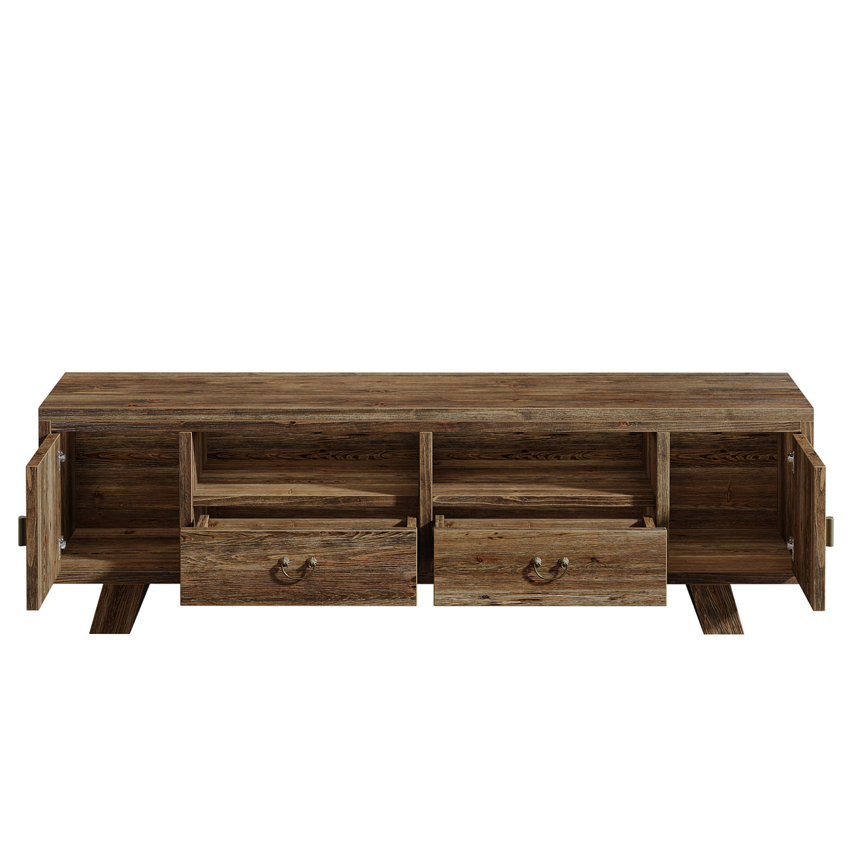 71" Farmhouse Solid Wood TV Stand for TVs Up to 80", Media Console with Storage