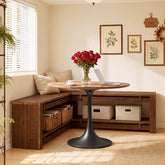47" L-Shaped Corner Dining Bench, Rustic Solid Wood Breakfast Nook Bench with Shelf 3