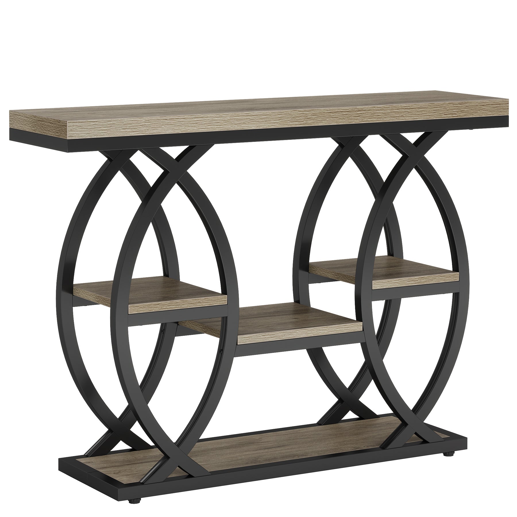 39.4" Console Table, Industrial 4-Tier Sofa Table Entryway Table with Storage Shelves