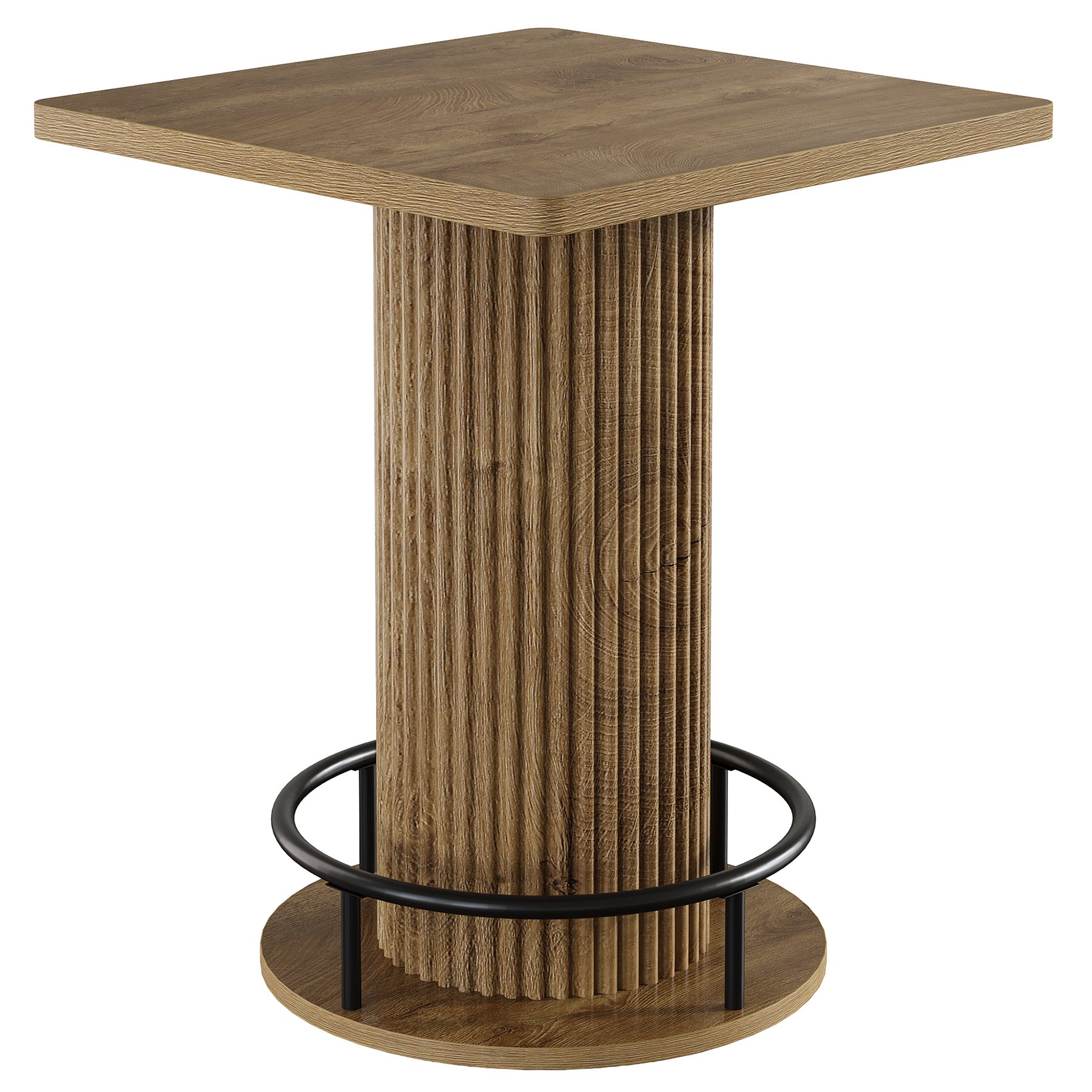 Square Bar Table, 39" H Bistro Pub Table with Ergonomic Metal Footrest for Apartment Cafe (Only Table)