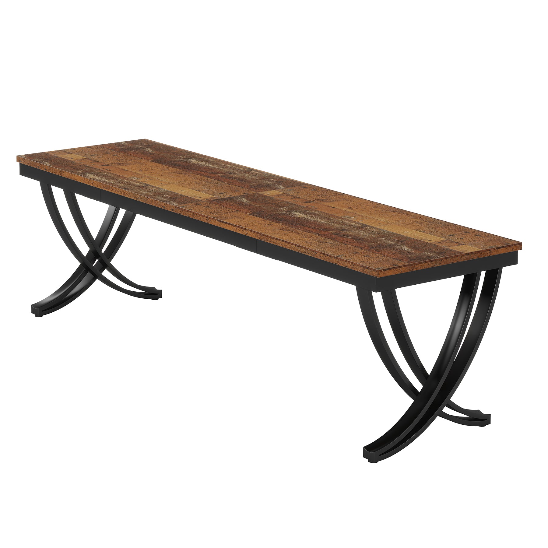 Rectangular Dining Table for 6-8, 78" Farmhouse Dinner Table with Metal Legs