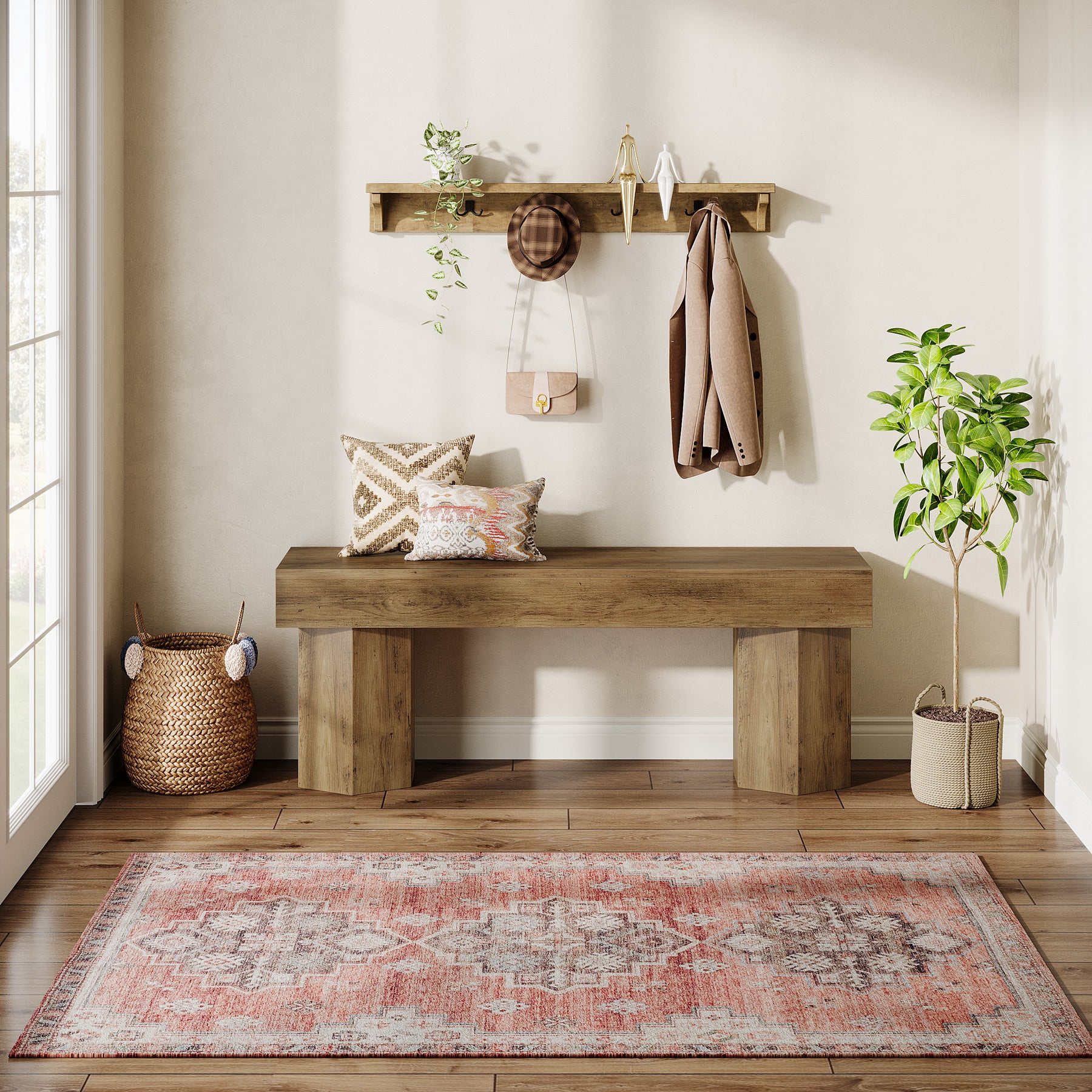 41" Entryway Bench, Wooden Indoor Hallway Bench