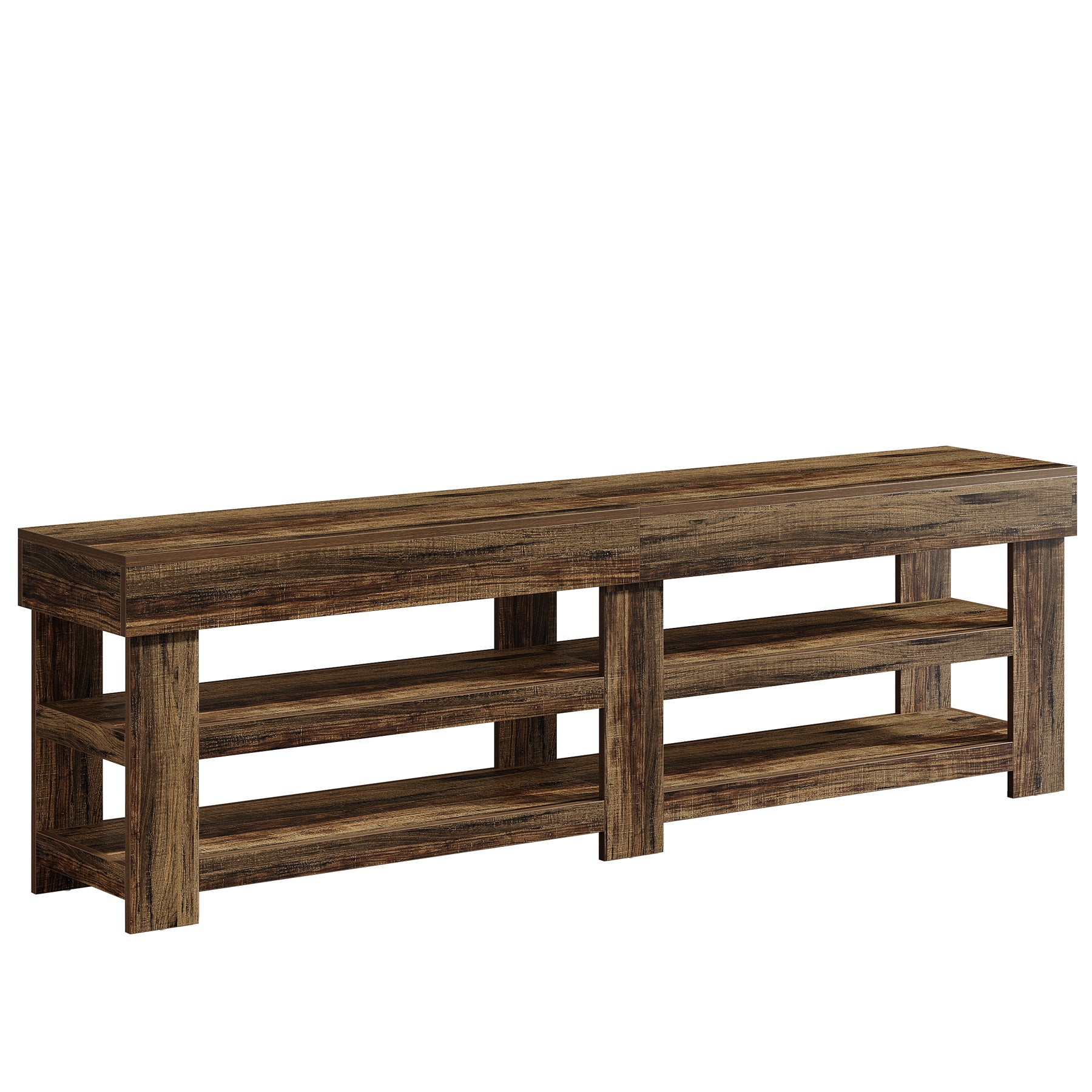 79" Extra Long Entryway Bench with Shoe Storage, Farmhouse Wood Shoe Bench
