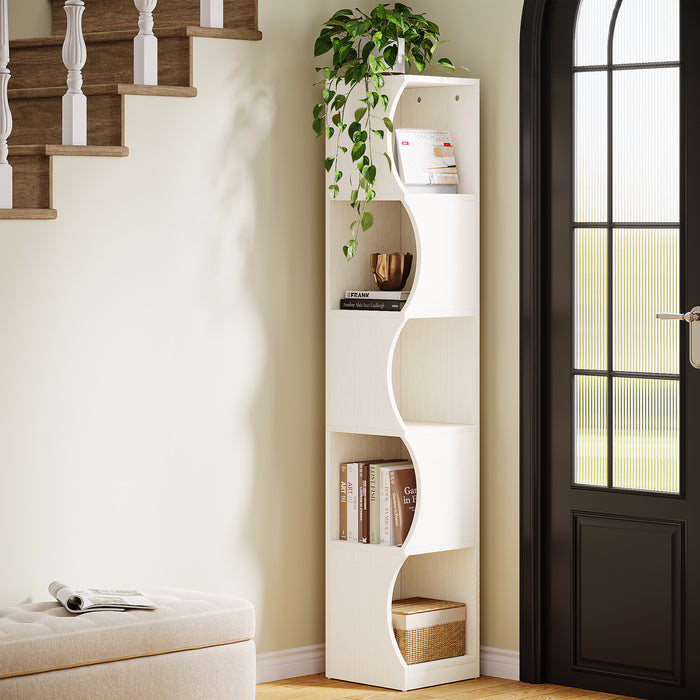 67" Corner Bookcase, 5-Tier Narrow Bookshelf Display Shelf