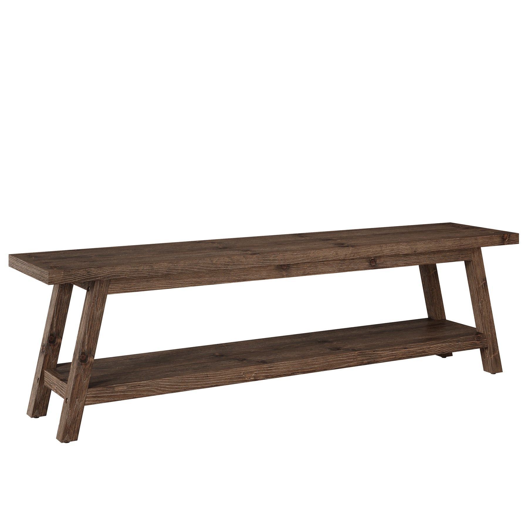 63" Solid Wood Entryway Bench, Hallway Shoe Bench with Storage Shelf