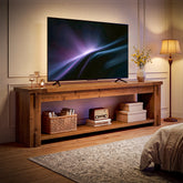 71" Farmhouse Solid Wood TV Stand for TVs Up to 75", 2-Tier Open Storage 3