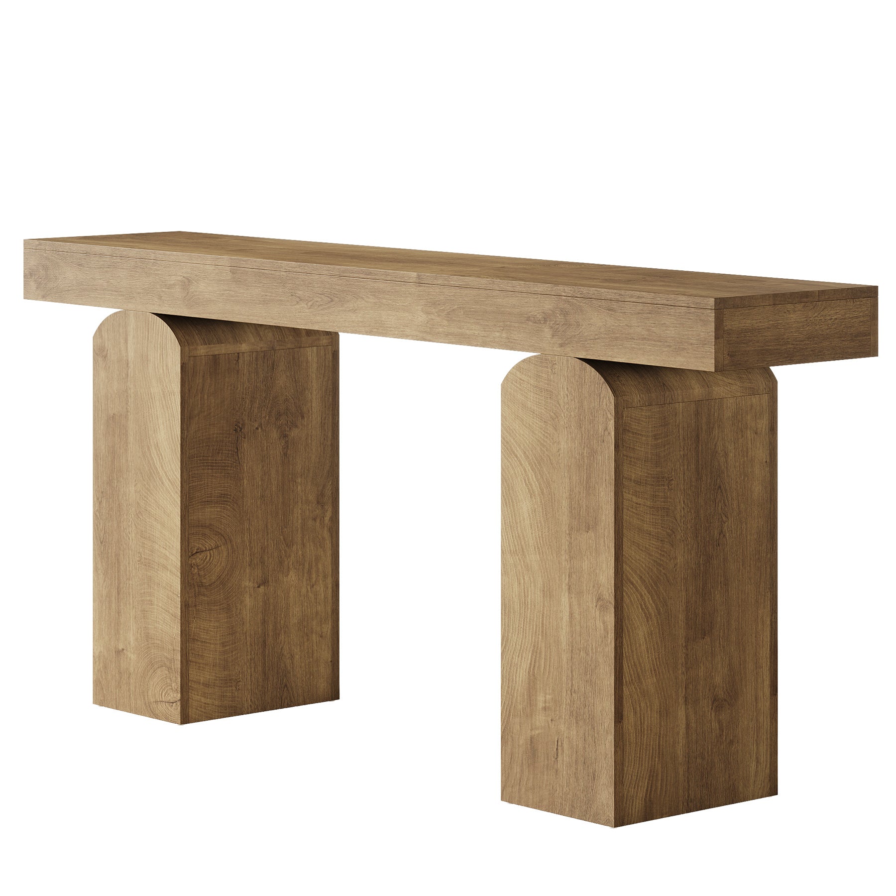 63" Console Table, Farmhouse Entryway Table with 2 Arched Pedestal Legs