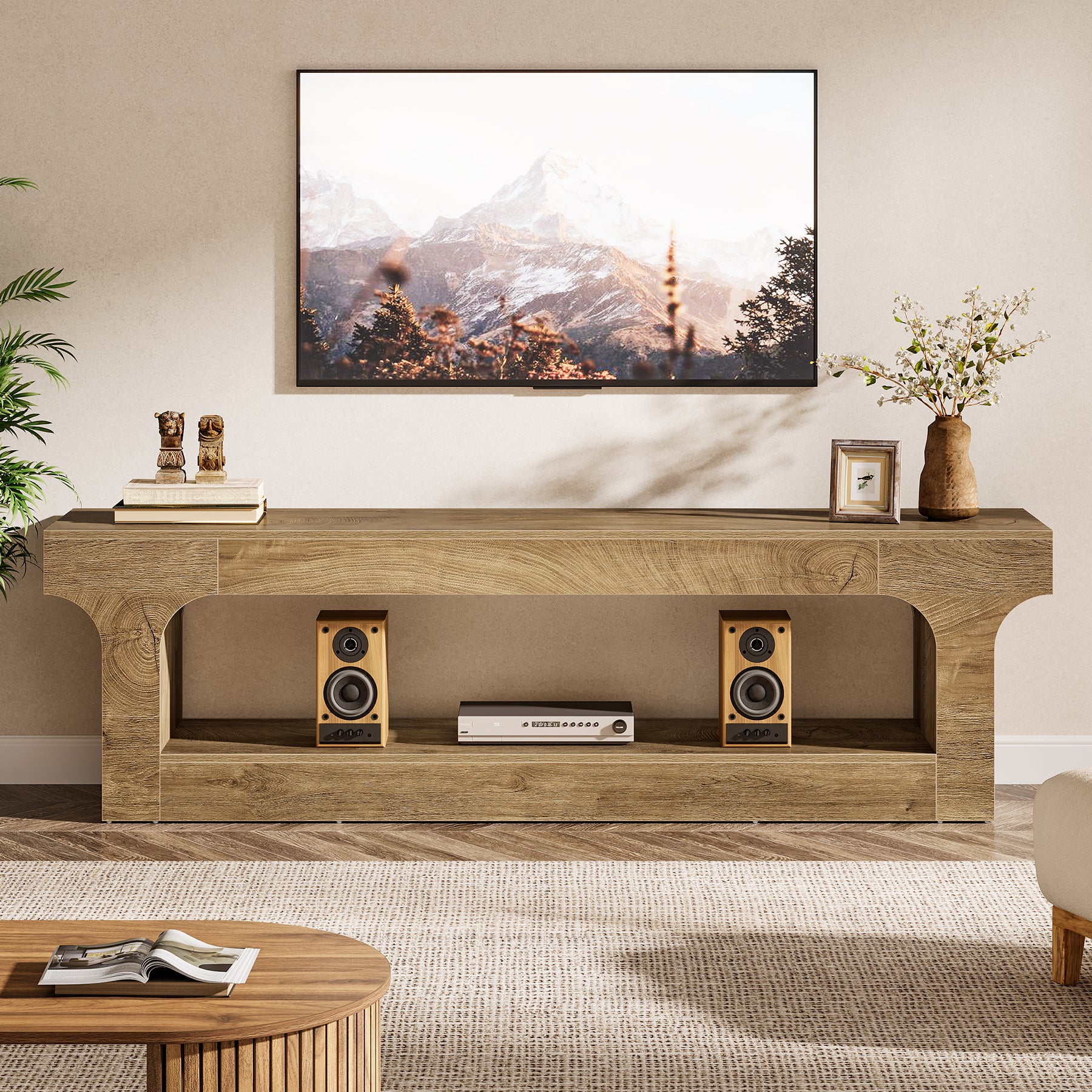 63” Farmhouse TV Stand for 55–75 Inch TVs, Entertainment Center