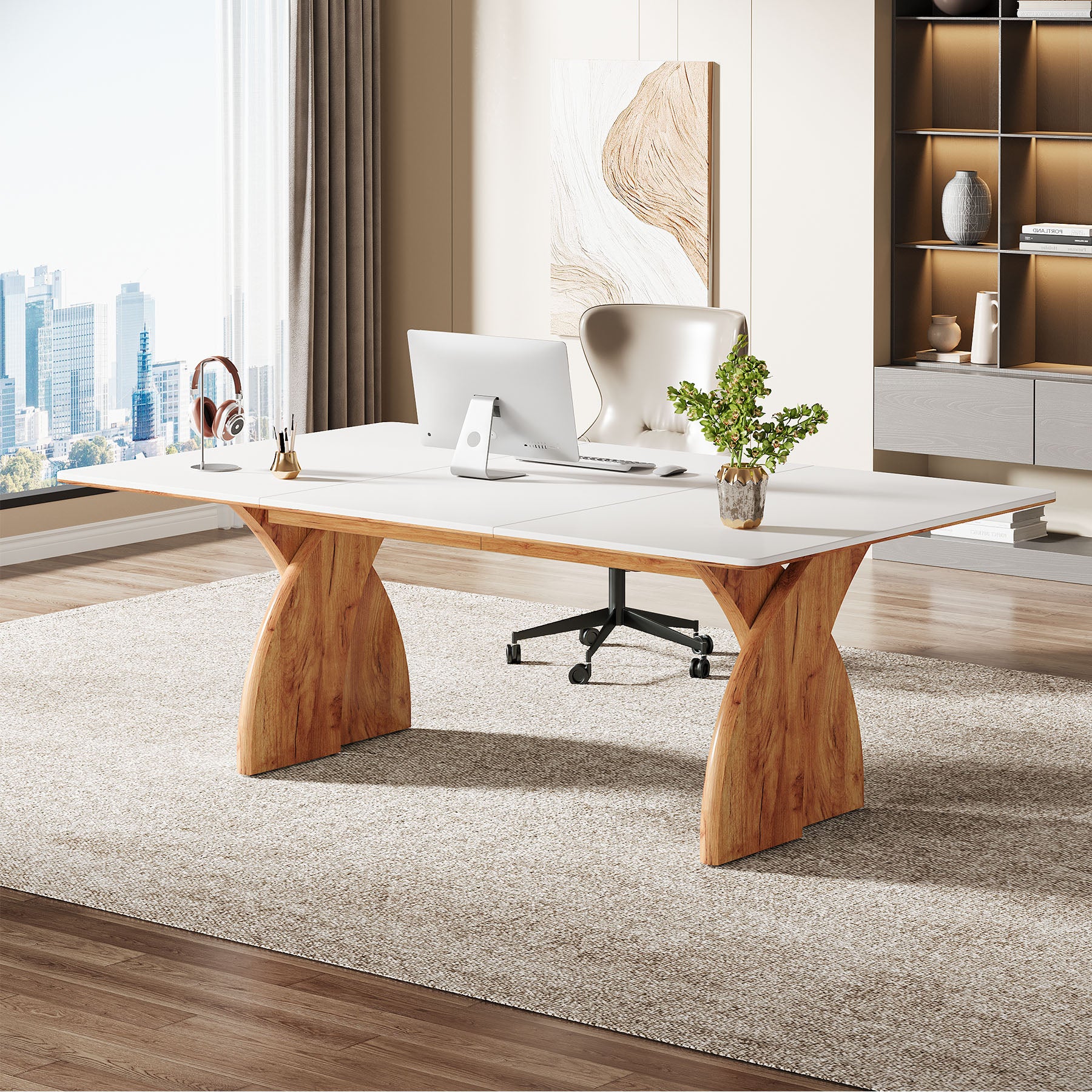 63" Executive Desk, Modern Computer Desk with Heavy Duty Legs
