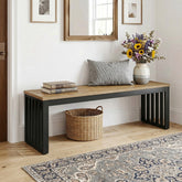 47.3" Entryway Bench, Wooden End of Bed Bench with Sturdy Metal Frame 3