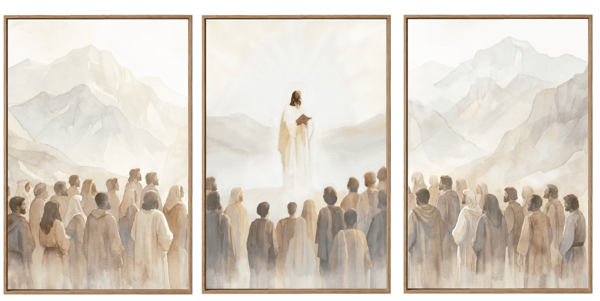 3-Piece Christian Mountain Wall Art, Framed Canvas Prints