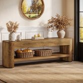 53" Farmhouse Entryway Bench, Narrow Indoor End of Bed Bench with Shoe Storage 3