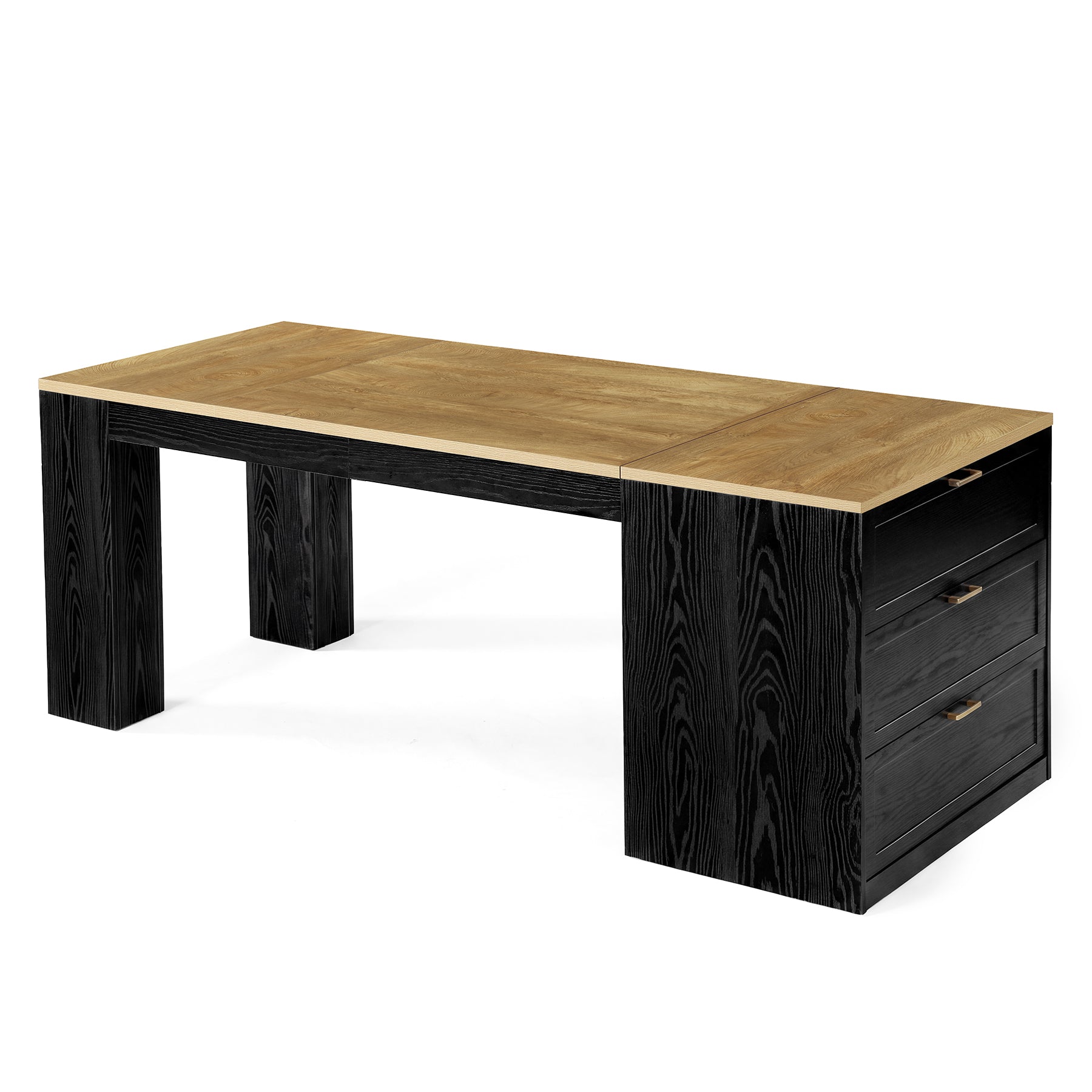 79" Extra Long Bar Table with 3 Drawers, Modern Two-Tone Counter Height Table