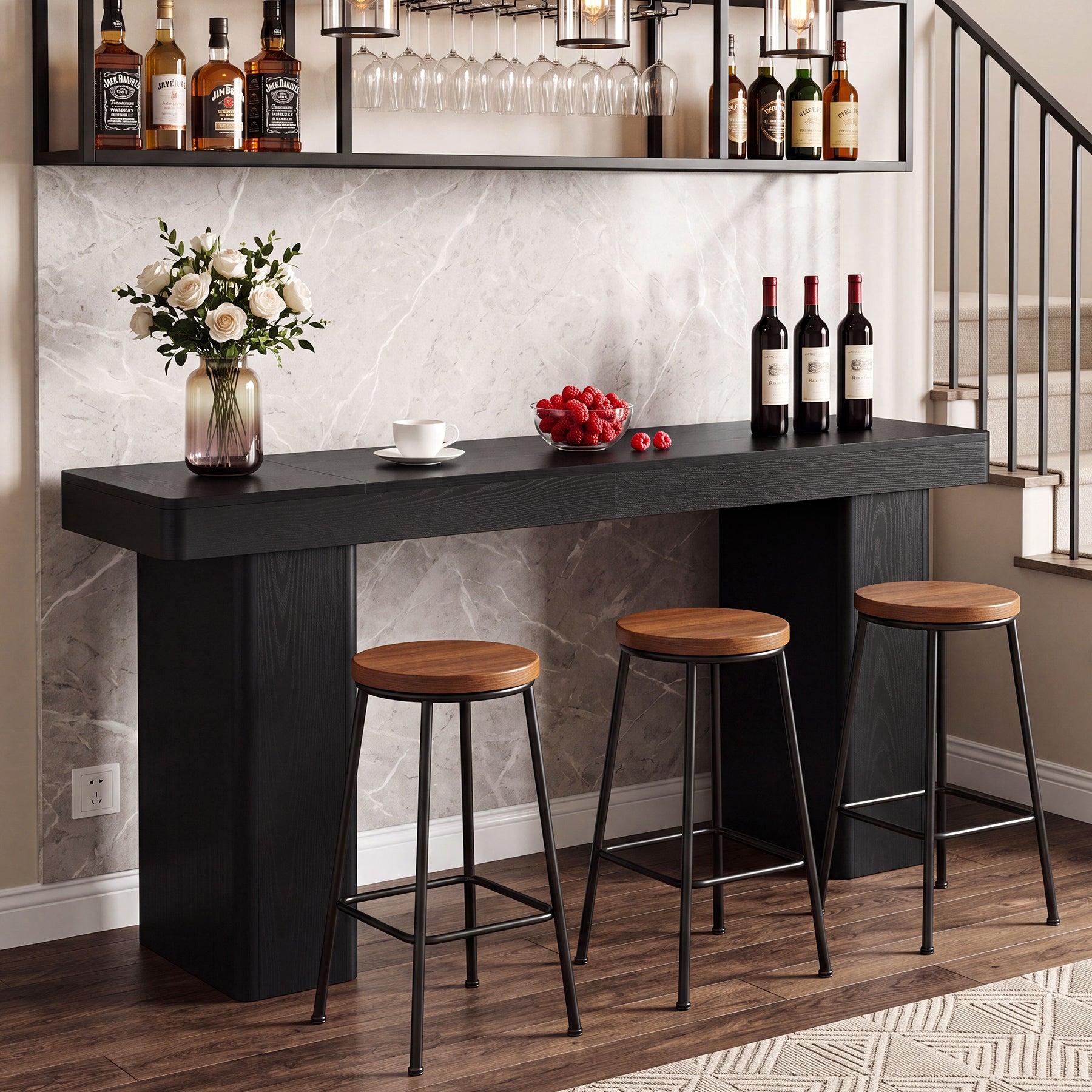 70.9" Bar Table, Modern Counter Height Home Pub Table for Dining Room
