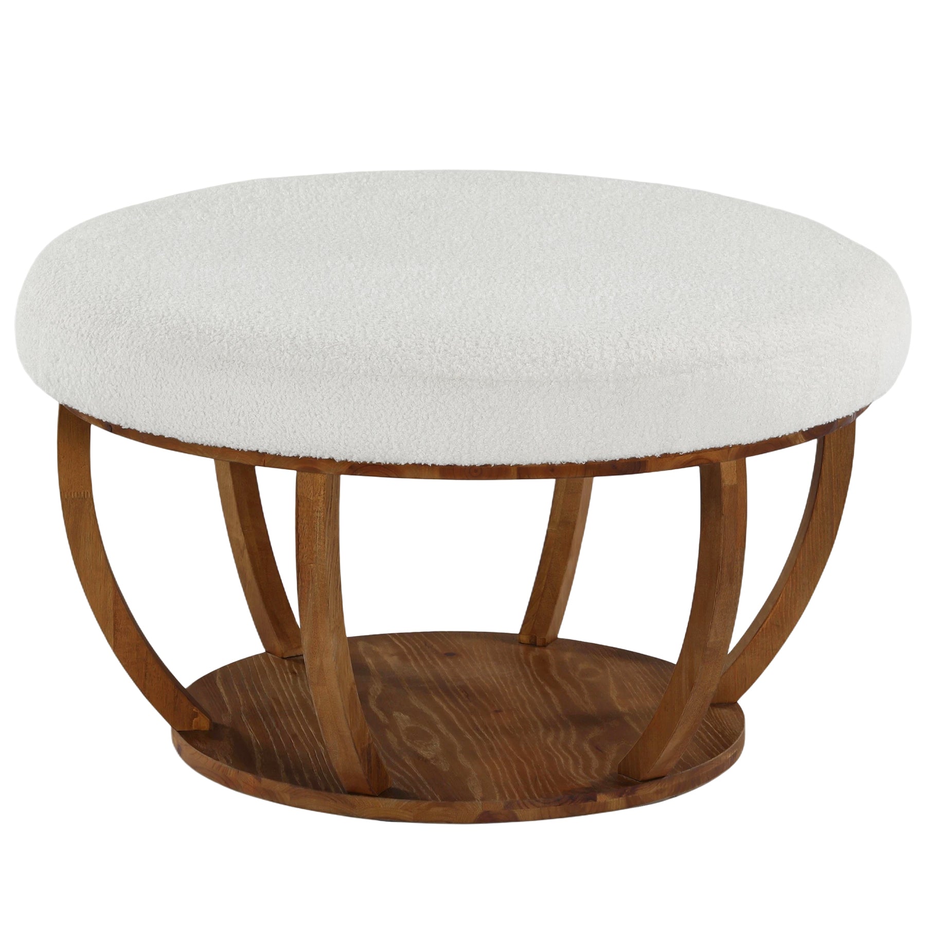 31.5" Round Coffee Table, Modern Footrest Ottoman Center Table with Solid Wood Frame