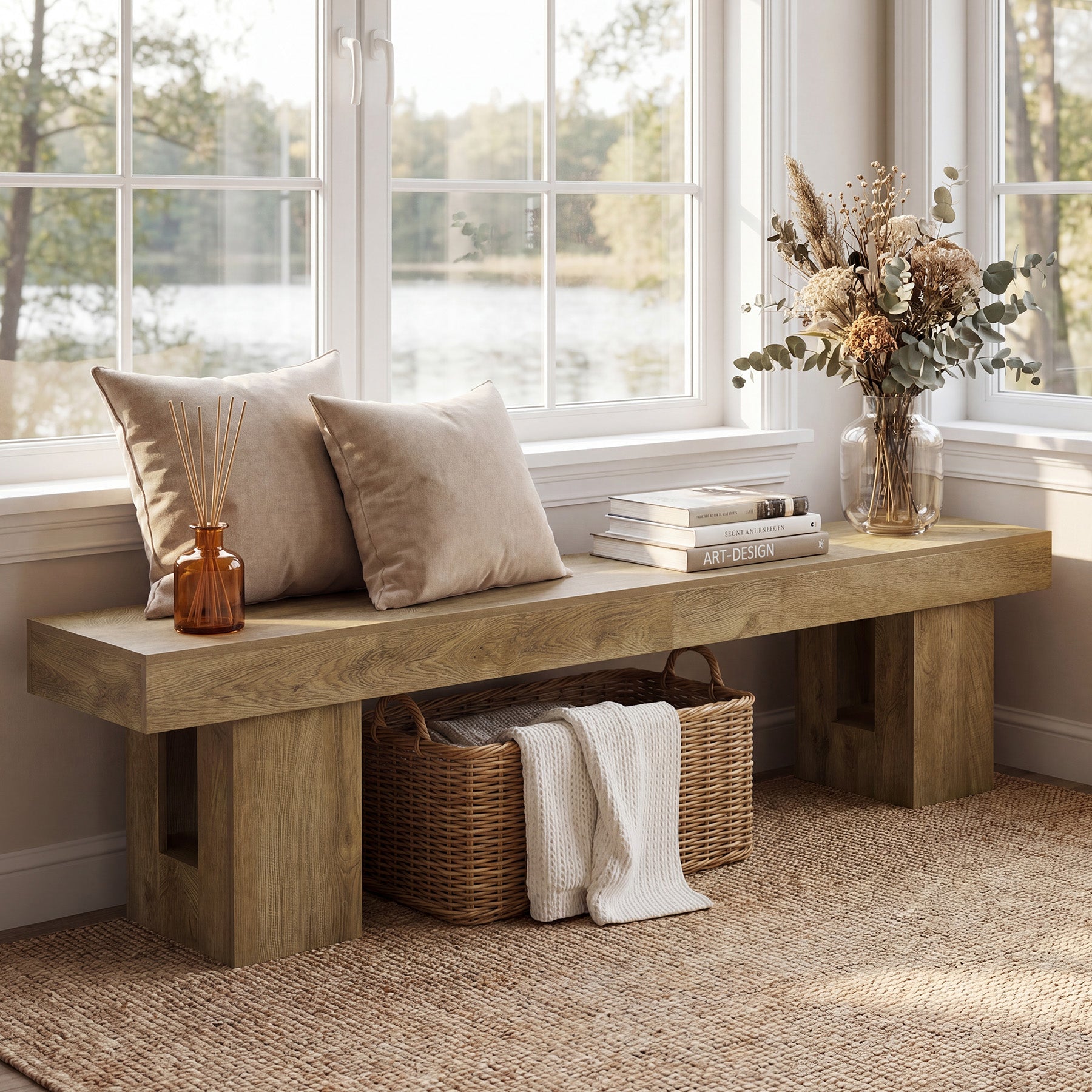 83" Entryway Bench, Extra-Long Shoe Bench with Sturdy Base for Hallway
