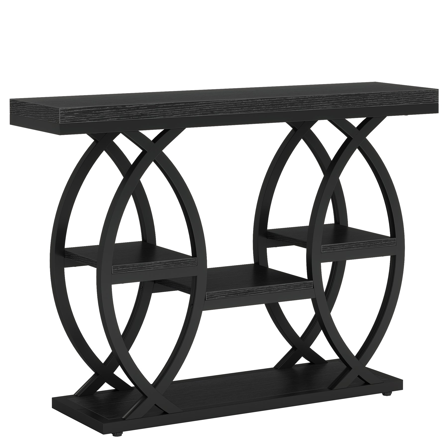 39.4" Console Table, Industrial 4-Tier Sofa Table Entryway Table with Storage Shelves