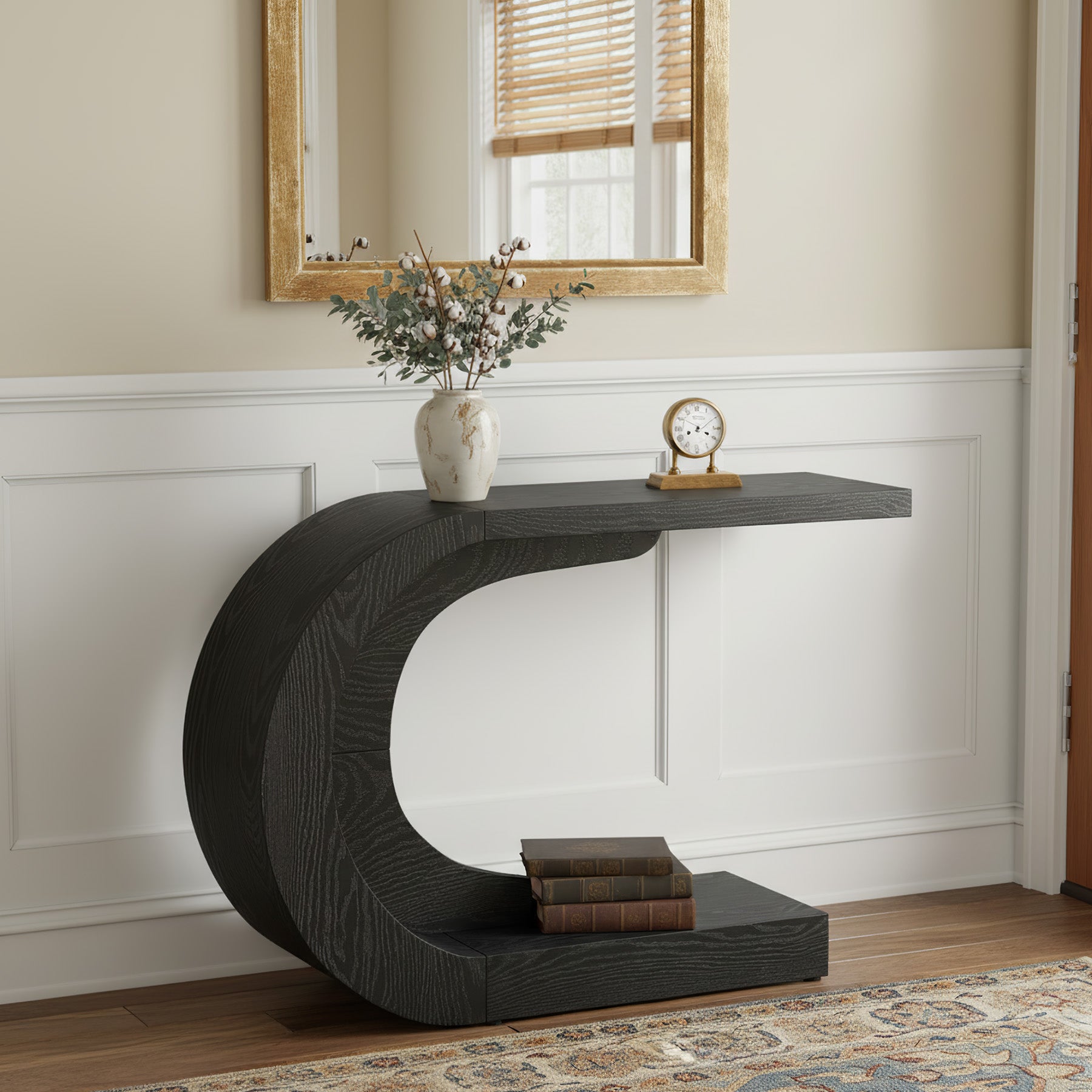 43" Console Table, C-Shaped Modern Accent Table Hallway Table