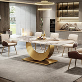 79" Sintered Stone Dining Table with Stainless Steel Pedestal for 8 people Tribesigns 3