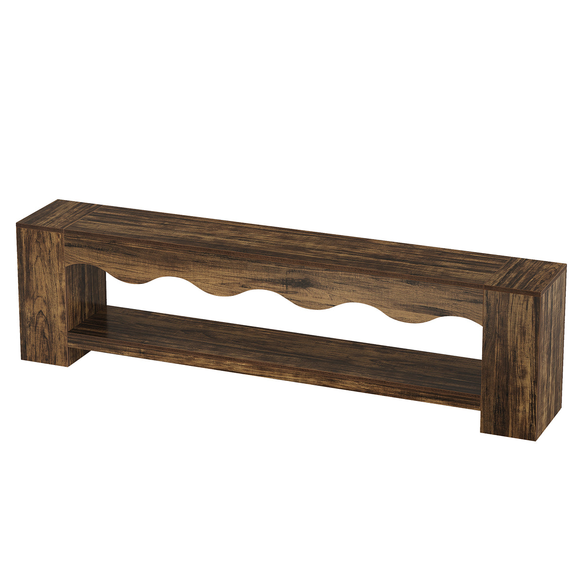 79" TV Stand for TVs Up to 85", Rustic Curved TV Console, Mid-Century Modern