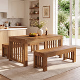 55" Rectangular Dining Table Set, Solid Wood Kitchen Table and Bench for 4 People 3