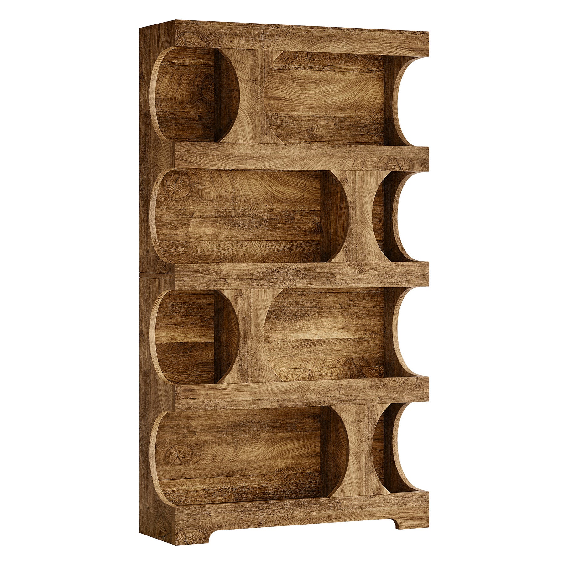 71" Bookcase, Modern Asymmetrical Bookshelf 4-Tier Display Shelf