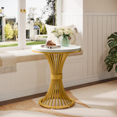 Tribesigns 20-Inch Round End Table, Faux Marble Side Table with Gold Metal Base 3