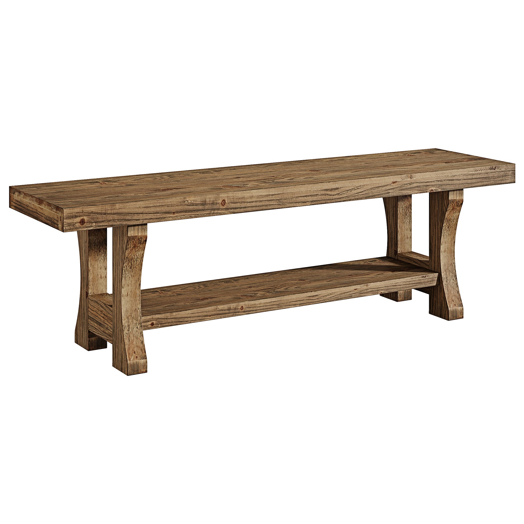 55" Entryway Bench, Solid Wood End of Bed Bench Dining Seat