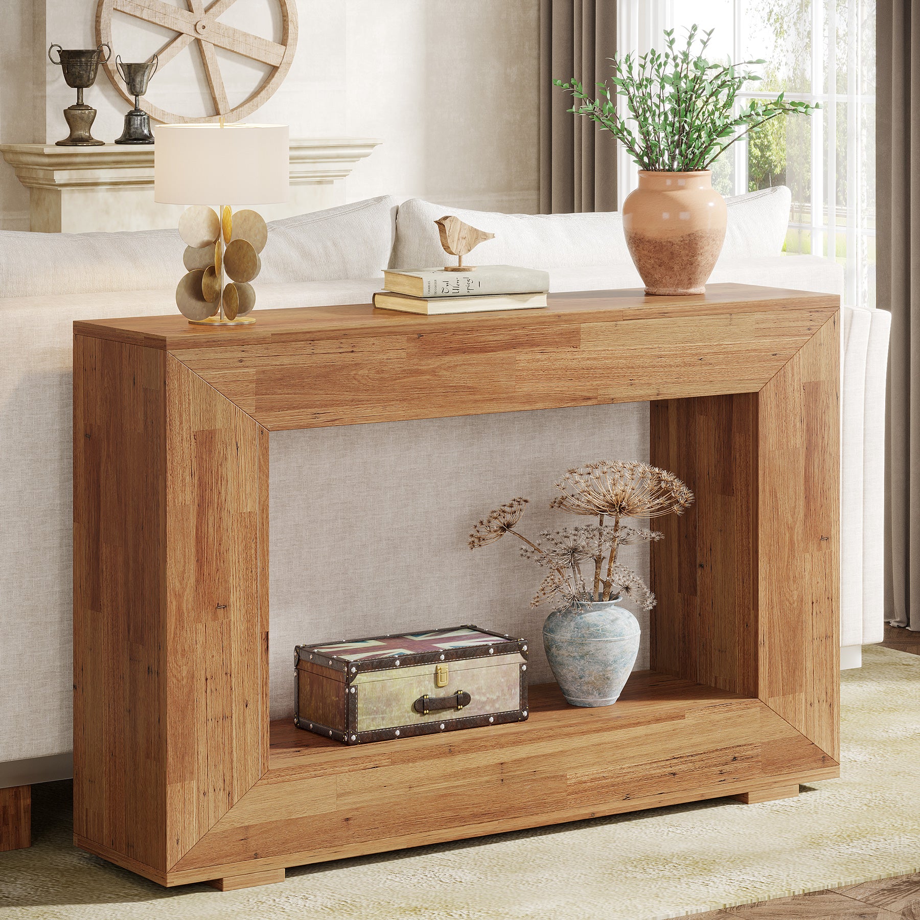 47.2" Console Table, Farmhouse 2-Tier Entryway Sofa Table