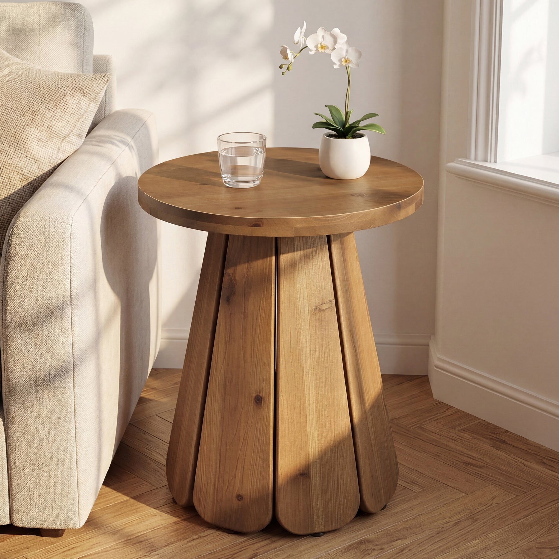 Tribesigns 19.69" Small Round End Table, Mid Century Accent Table for Living Room