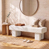 59" Entryway Bench, Modern Upholstered Ottoman Shoe Bench 3