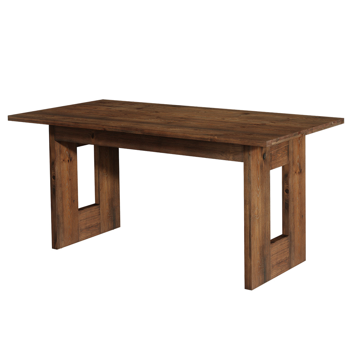 63" Rustic Solid Wood Computer Desk, Heavy Duty Writing Desk, Home Office Workstation