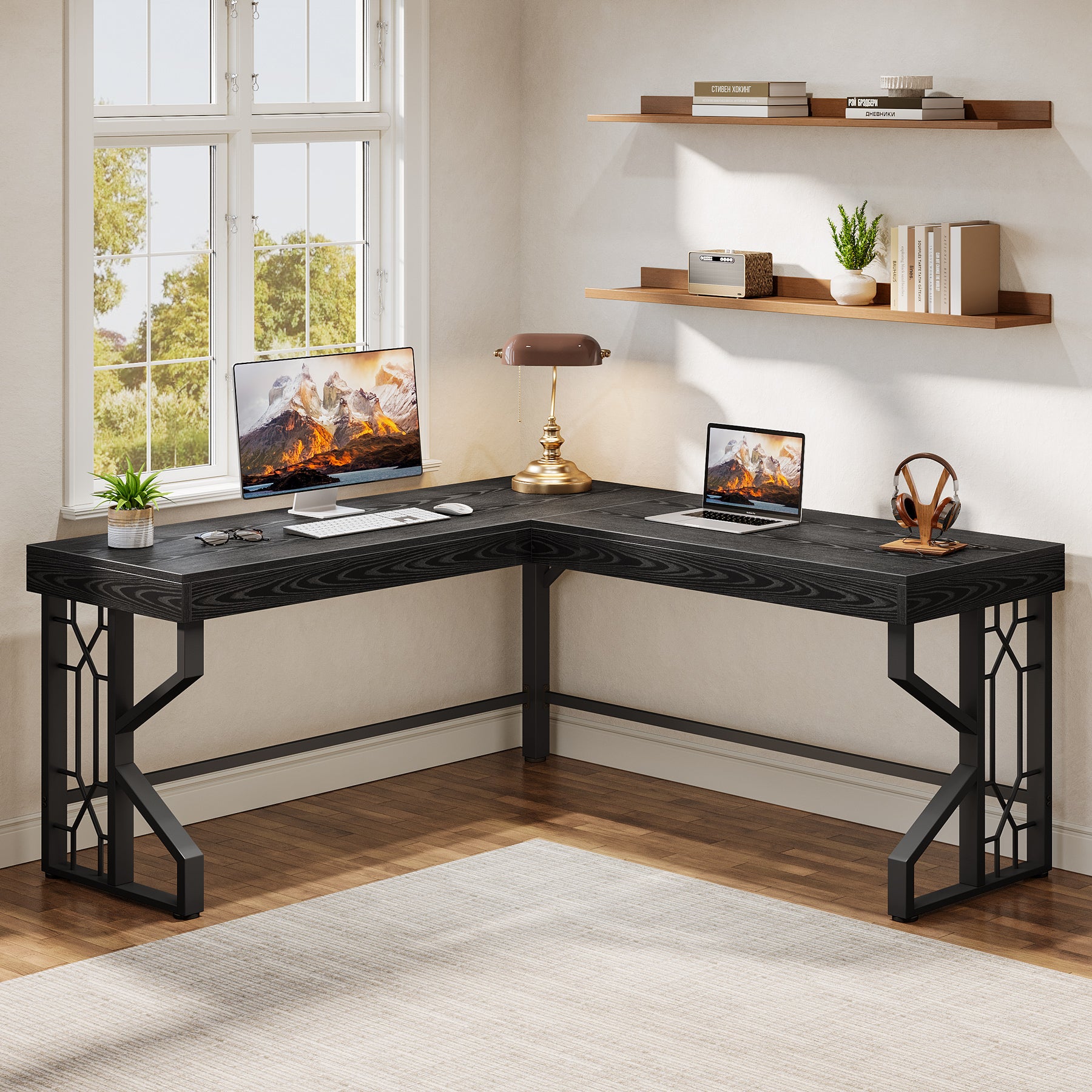 L-Shaped Desk, Modern Corner Computer Desk Gaming Table for Home Office