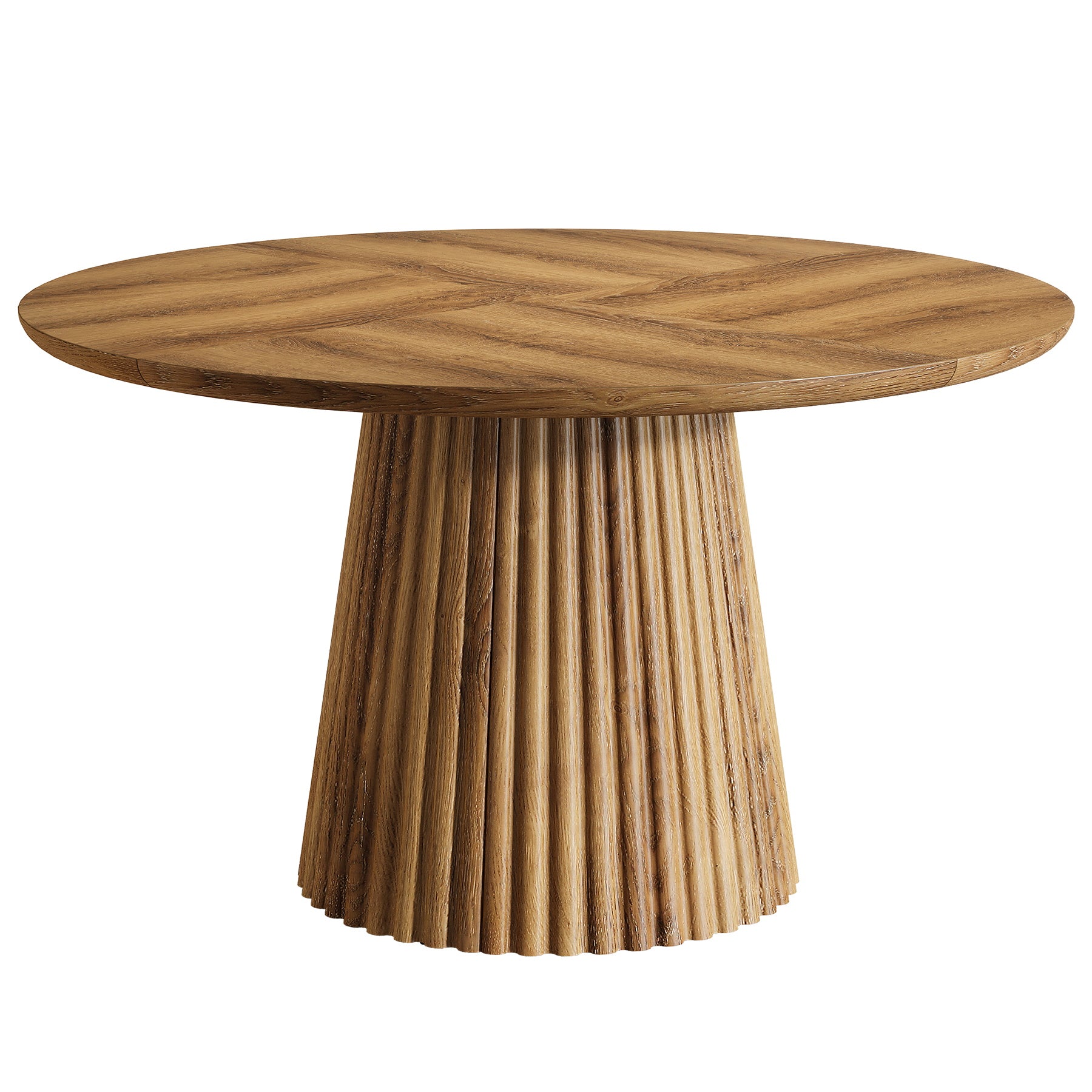 Round Dining Table, 47.24" Kitchen Table with Fluted Design - Thumbnail 3