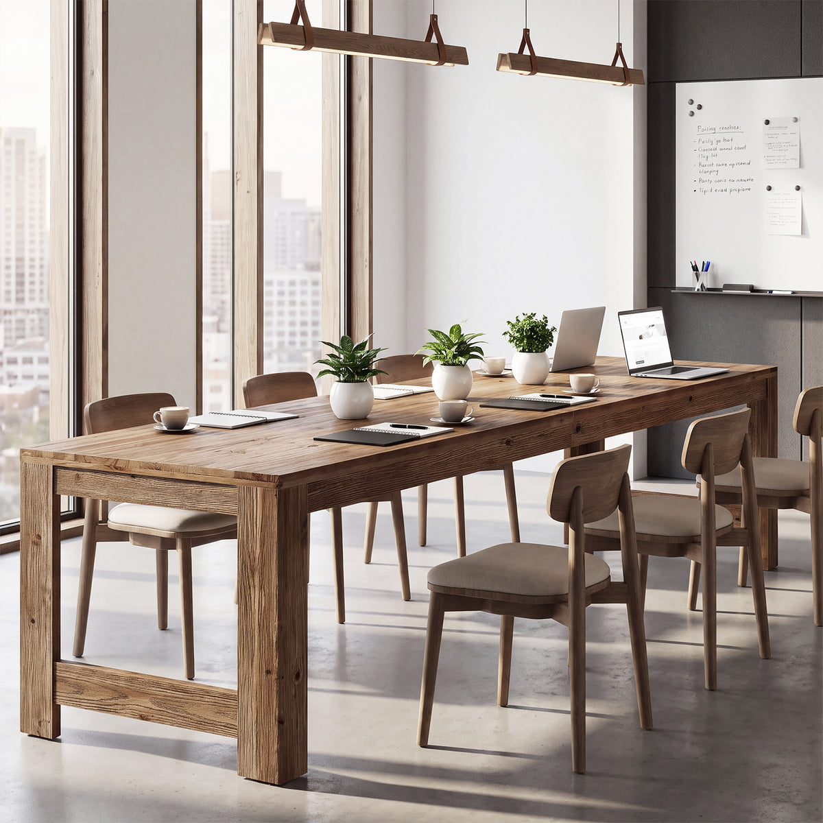79" Conference Table for 6-8, Farmhouse Solid Wood Modular Office Meeting Table