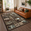 Vintage Bear Area Rug, Low Pile Vintage Wildlife Indoor Carpet for Room Decor