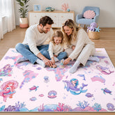 Soft Non‑Slip Low‑Pile, Cute Mermaid Ocean Animal Play Mat for Nursery Girls’ Bedroom Living Room 3