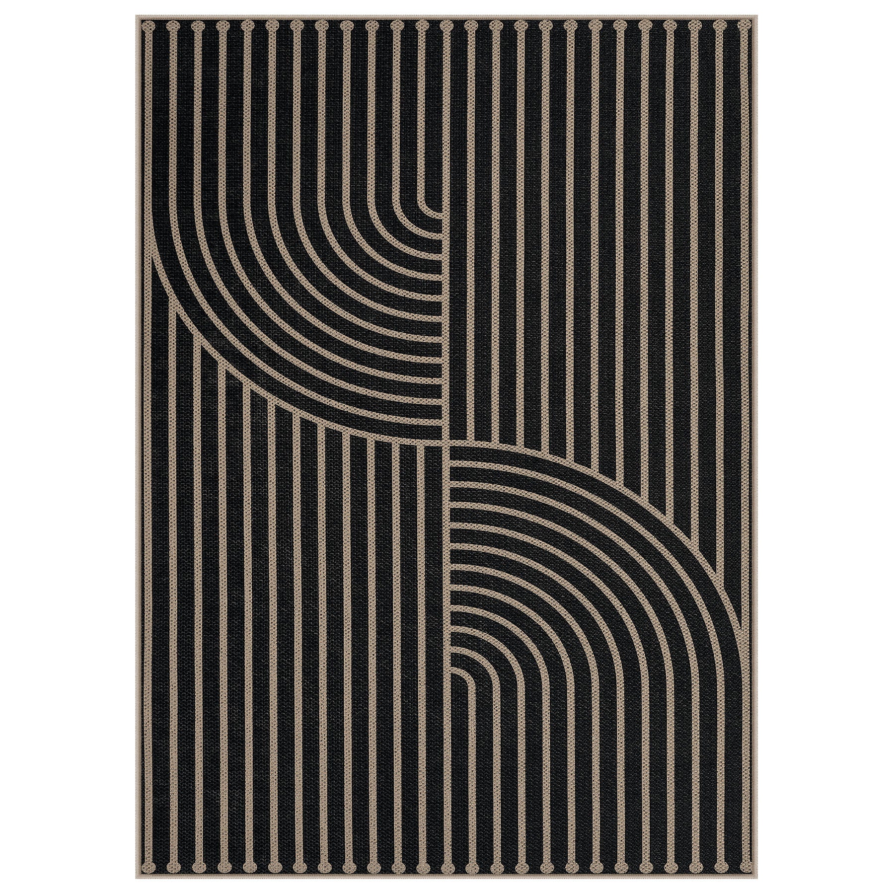 Boho Jute Washable Area Rug, Non-Slip Neutral Abstract, Indoor Outdoor Entryway Kitchen Patio Rug