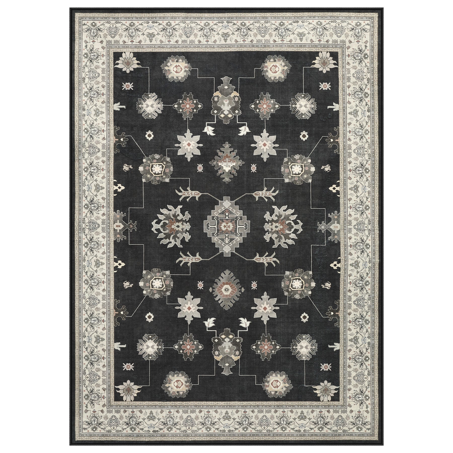 5x7/8x10/9x12 Boho Washable Area Rug, Farmhouse Vintage Ultra Thin Indoor Non-Slip Carpet for Living Room, Oeko-Tex Certified